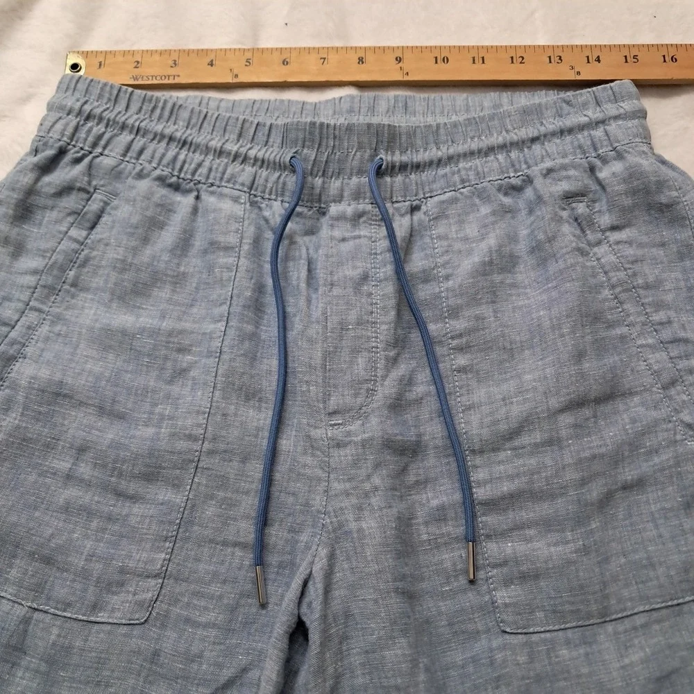 Athleta Pants Womens 8 Blue Cabo Linen Jogger Elastic Waist Drawstring Pockets